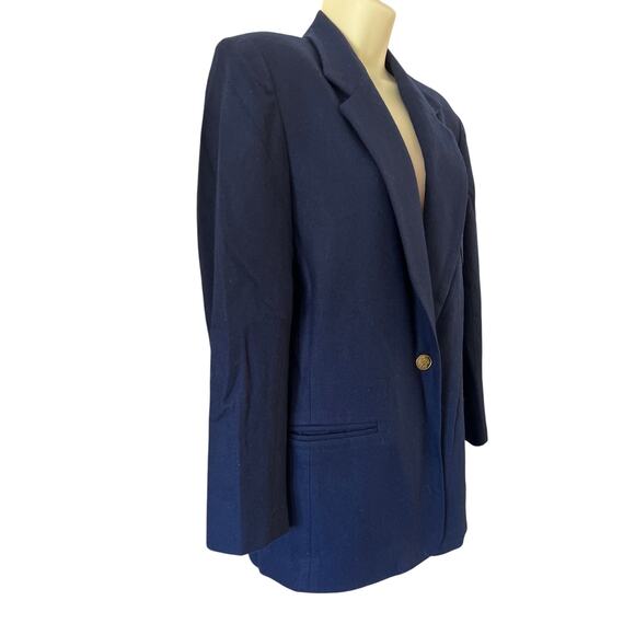 Vintage Herman Geist Size 8 Navy Blue Wool Blazer Preppy Classic - Picture 3 of 10